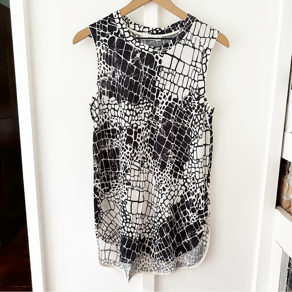 VINCE black croc print muscle tank